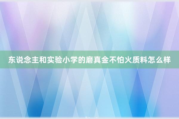 东说念主和实验小学的磨真金不怕火质料怎么样